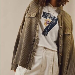 FREE PEOPLE FP One Green Scout Dip Dye Jacket Sea Serpent Combo